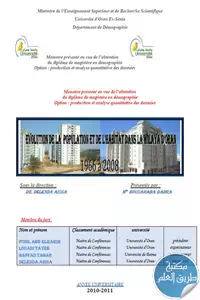 l’évolation de la population et du pare hogiment de la wilaya d’Oran 1966 à 2007 enquéte sur le nouveau programme logement social participatif